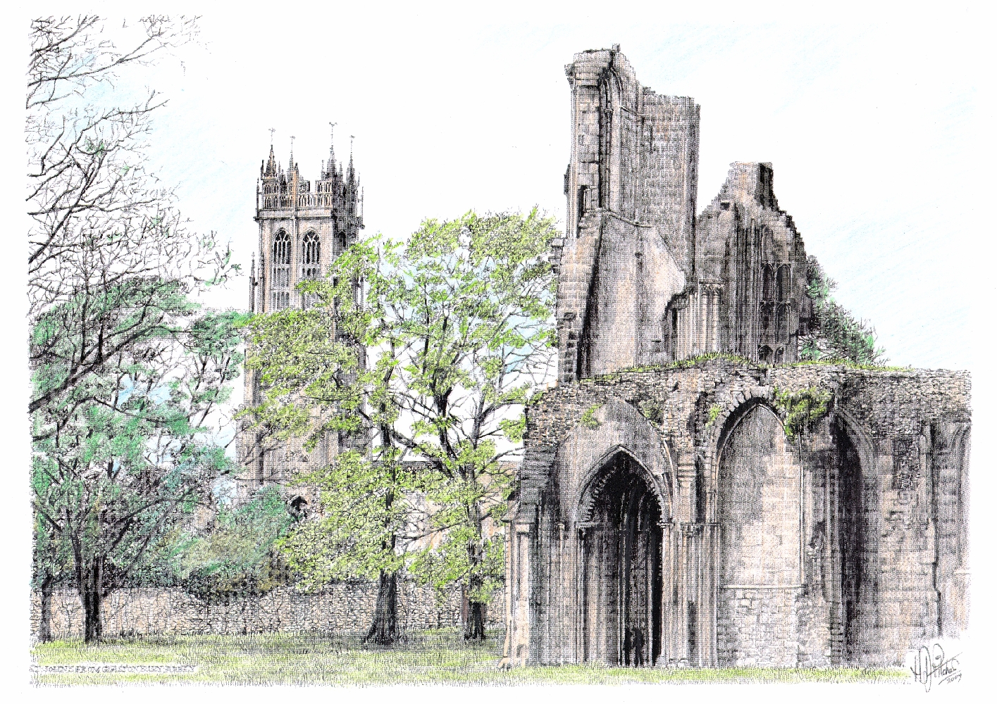 St John's Church from Glastonbury Abbey