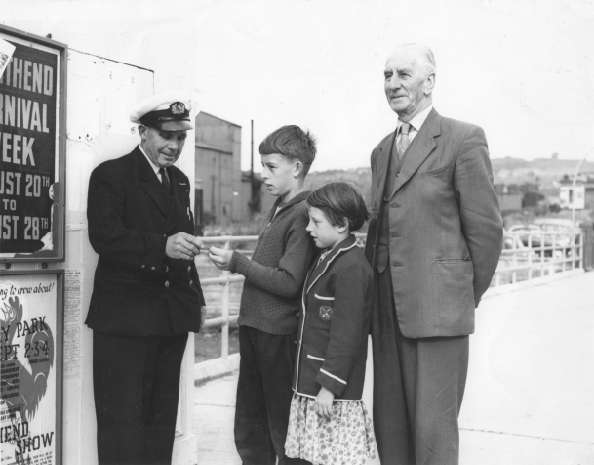 Bill Coveney inspects tickets at Strood Pier