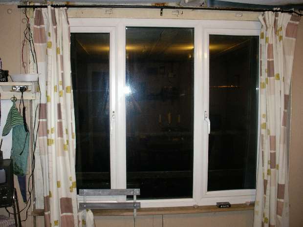 Curtained galley window