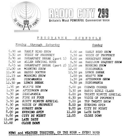 Radio City Programme Schedule 1967
