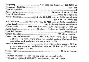 RCA Transmitter Specification 5