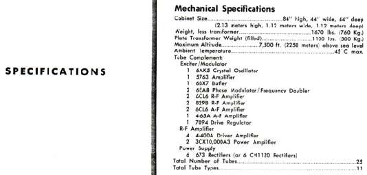 RCA Transmitter Specification 4