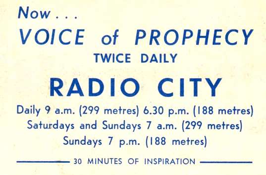Voise of Prophecy on Radio City