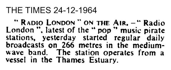 Radio London 24th December 1964